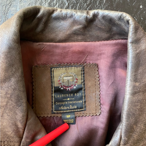 Vintage Laurence Roy brown belted leather jacket size S - Picture 5 of 16